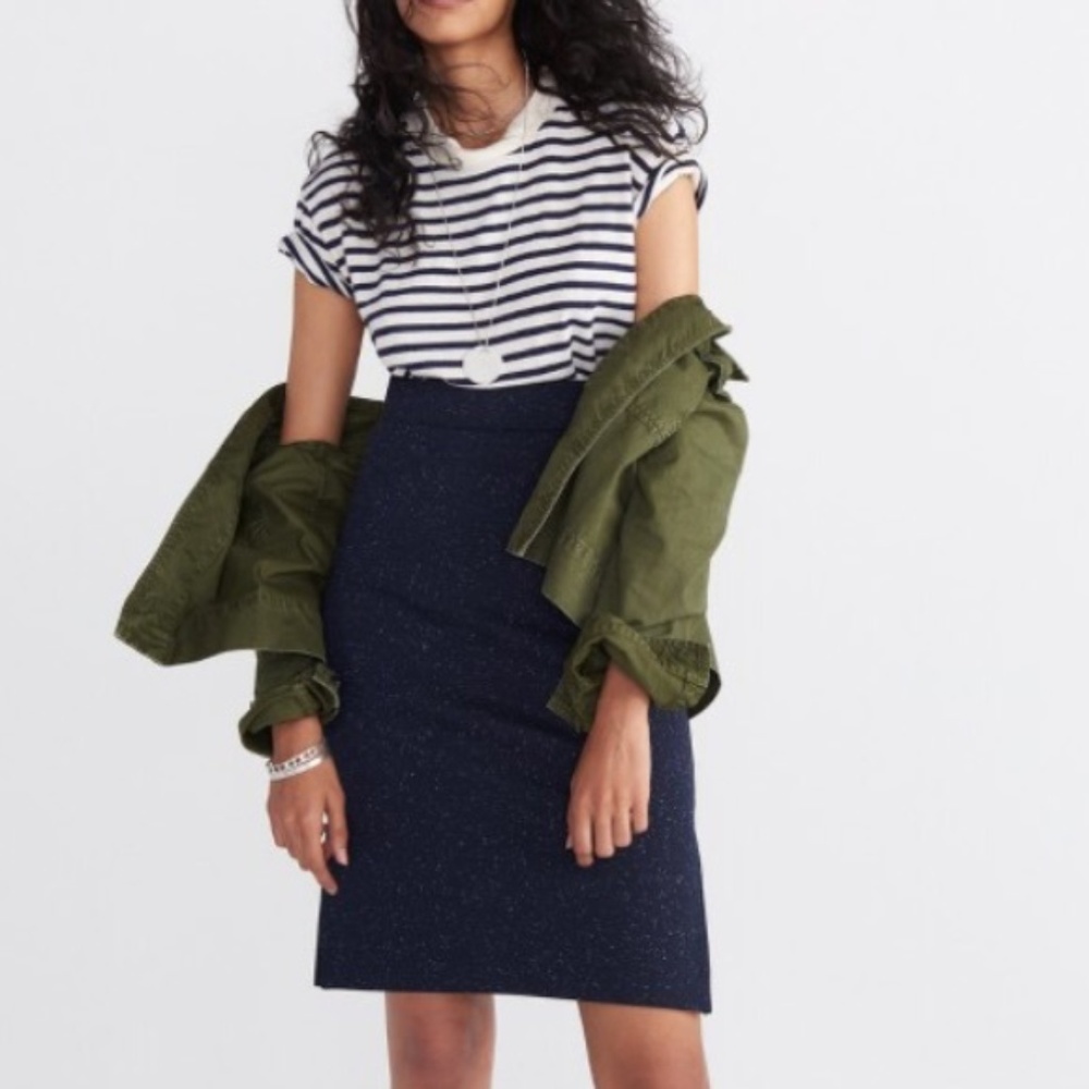 Madewell Column Side-Slit Skirt in Speckle (S)